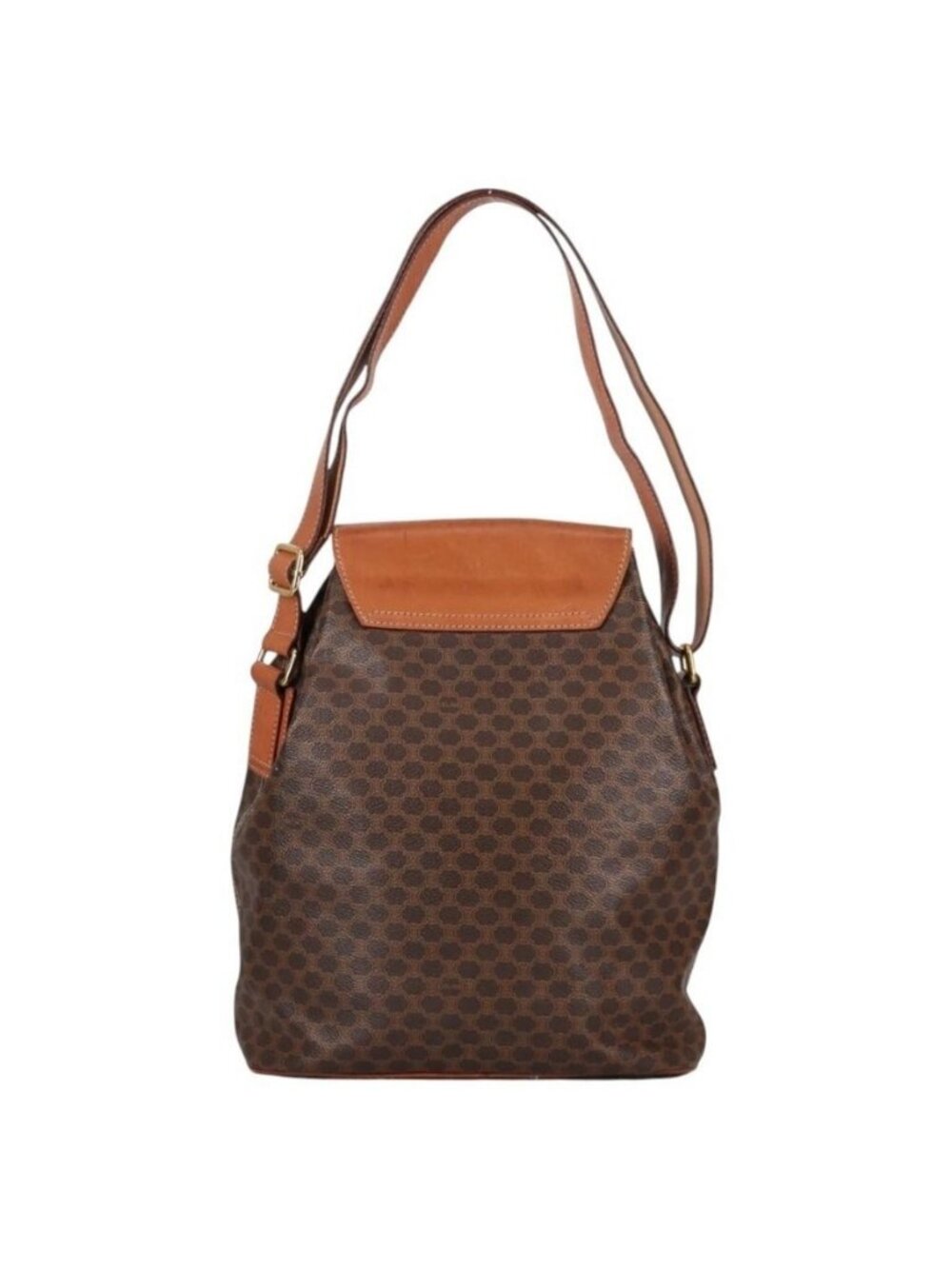 Authentic CELINE Macadam Canvas Shoulder Bag PVC Leather Brown Gold - Picture 10 of 16